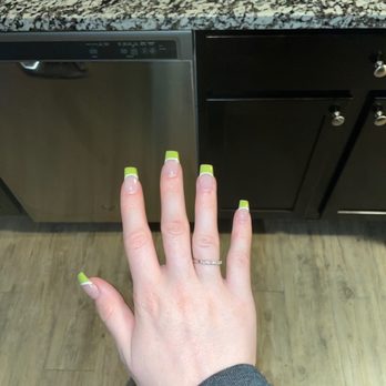 Love Nails - green french tip nails - Nail Salons Near Me - Ames, Iowa