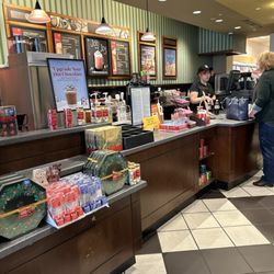 Barnes & Noble - In-Store coffee - don't be fooled by the logos though, NOT affiliated with Starbucks ...
