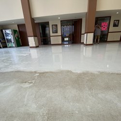 Ultra Clean Janitorial Services - Before and after stripping of VCT floor at a local community center.