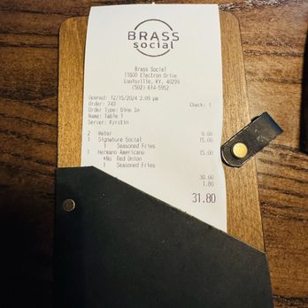Brass Social - Check please! - Burgers Near Me - Louisville, Kentucky