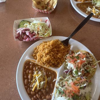 Loco Burrito - Baja tacos made with Bass along with rice and pinto beans. - Mexican Near Me - Moreno Valley, California Loco Burrito - Baja tacos made with Bass along with rice and pinto beans. - Mexican Near Me - Moreno Valley, California