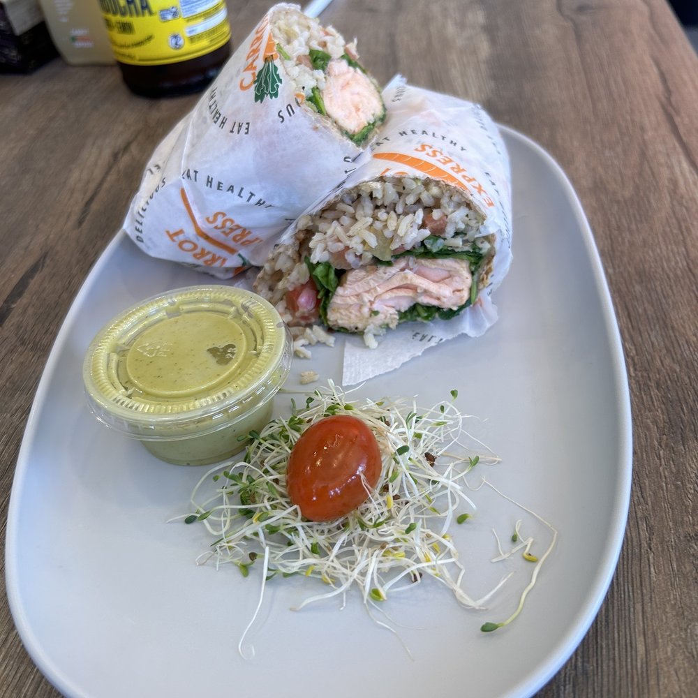 Carrot Express - Salmon wrap - Juice Bars & Smoothies Near Me - Miami Shores, Florida Carrot Express - Salmon wrap - Juice Bars & Smoothies Near Me - Miami Shores, Florida