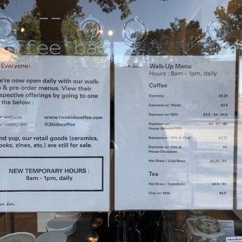 Two Kids - Current updated walk up menu and store hours - Coffee & Tea Near Me - South Pasadena, California Two Kids - Current updated walk up menu and store hours - Coffee & Tea Near Me - South Pasadena, California