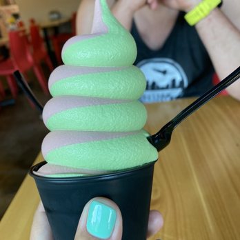 Nudo House - Delicious pandan/matcha soft serve with blueberry lemon swirled in - Vietnamese Near Me - St Louis, Missouri Nudo House - Delicious pandan/matcha soft serve with blueberry lemon swirled in - Vietnamese Near Me - St Louis, Missouri
