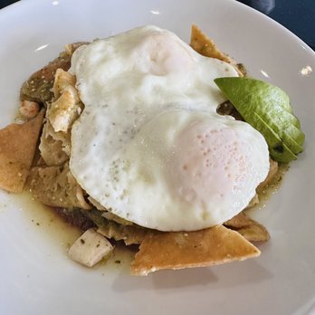 Thelma's Cafe - Green chilaquiles with over easy eggs. - American Near Me - Santa Clarita, California Thelma's Cafe - Green chilaquiles with over easy eggs. - American Near Me - Santa Clarita, California