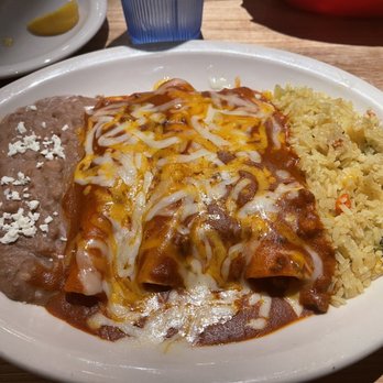 Gringo's Mexican Kitchen - Beef Enchiladas, refried beans , Mexican rice - Mexican Near Me - Cypress, Texas Gringo's Mexican Kitchen - Beef Enchiladas, refried beans , Mexican rice - Mexican Near Me - Cypress, Texas