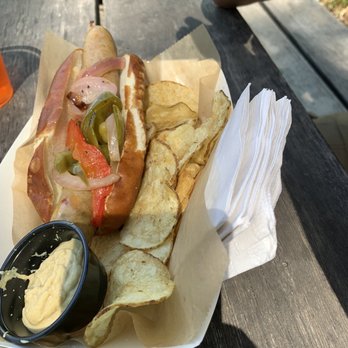Hop Lot Brewing - Deluxe bratwurst - Breweries Near Me - Suttons Bay, Michigan Hop Lot Brewing - Deluxe bratwurst - Breweries Near Me - Suttons Bay, Michigan