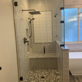 JMJ Remodeling Experts - Shower, with bench and rain shower renovation - General Contractors Near Me - Ontario, California
