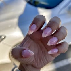 A & J Nails Spa - Pink dip with their mermaid collection gel on the tips (shaded photo)