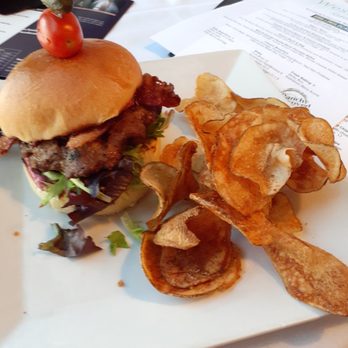 West Lake Grill - Bison burger with chips - Canadian (New) Near Me - Red Deer, Alberta West Lake Grill - Bison burger with chips - Canadian (New) Near Me - Red Deer, Alberta