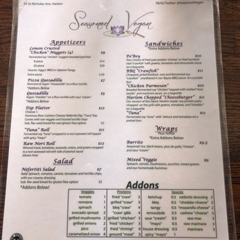 Seasoned Vegan - Regular Menu, 12.8.2019. - Vegan Near Me - New York, New York Seasoned Vegan - Regular Menu, 12.8.2019. - Vegan Near Me - New York, New York