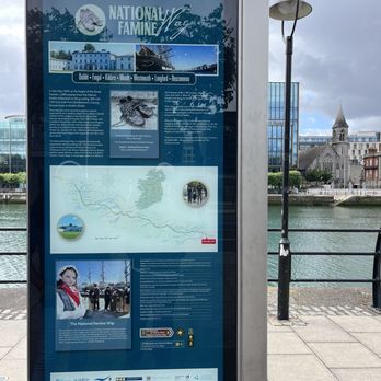 Famine Sculpture - This board describes the events related to the Famine Walk of 1847. - Landmarks & Historical Buildings Near Me