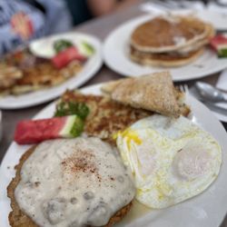 Peg's Glorified Ham N Eggs - Country Fried Steak & Eggs