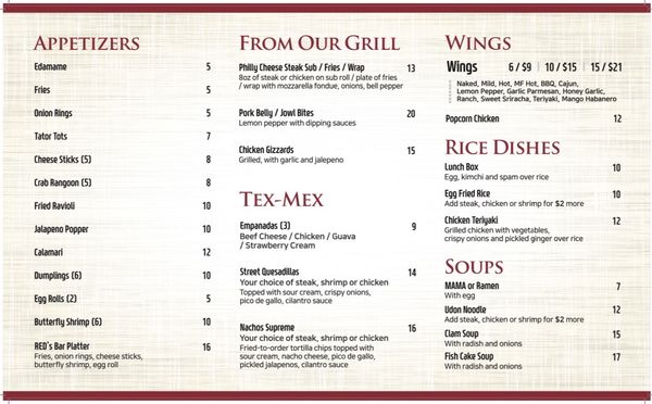 Menu photo 2 RED Lounge Duluth, GA