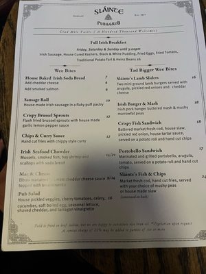 Menu photo 4 Sláinte Oakland, CA