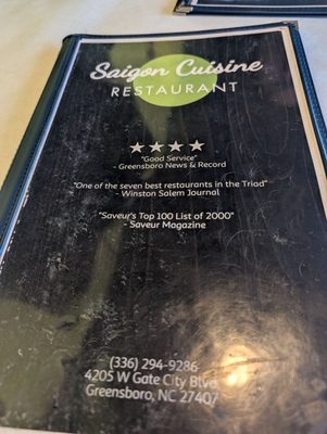 Menu photo 1 Saigon Cuisine Restaurant Greensboro, NC