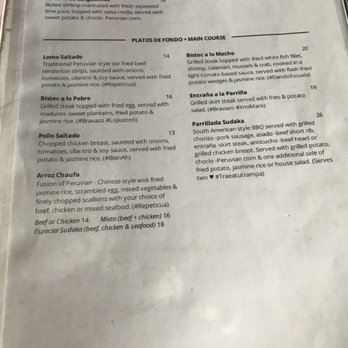 Sudaka - Menu - Peruvian Near Me - Elizabeth, New Jersey Sudaka - Menu - Peruvian Near Me - Elizabeth, New Jersey