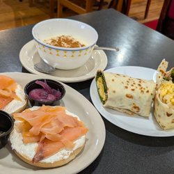 Lefse Lodge Kafe - Bagel with Lox, Rommegrot, Lefse breakfast wrap