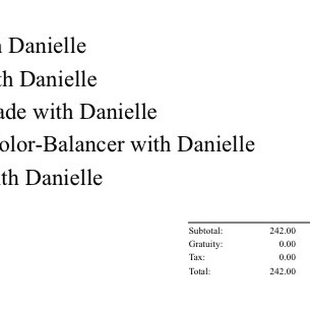 My restaurant receipt from a hair salon.