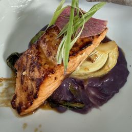 Miso salmon with purple potatoes puree Miso salmon with purple potatoes puree
