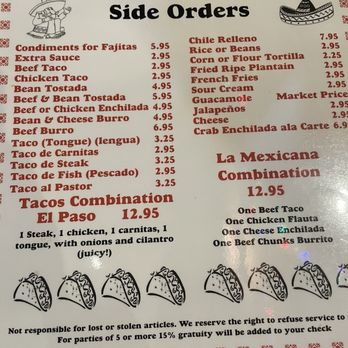El Paso Restaurant - Menu - Mexican Near Me - Coral Springs, Florida