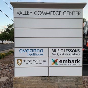 Thompson Law - Street level marquee signage - Personal Injury Law Near Me - Phoenix, Arizona