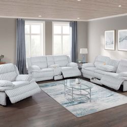Papaya Furniture - Manual Recliner set in Ivory featuring plush cushioning, smooth reclining action, and a supportive design for everyday comfort.