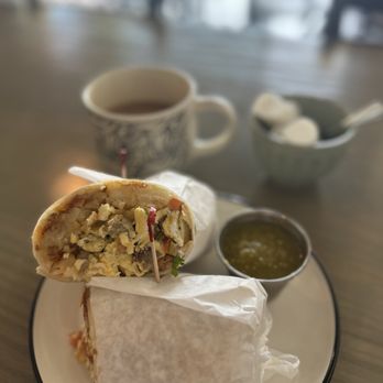 Brunch & Beyond - Sausage breakfast burrito with green hot sauce - Breakfast & Brunch Near Me - Fullerton, California Brunch & Beyond - Sausage breakfast burrito with green hot sauce - Breakfast & Brunch Near Me - Fullerton, California