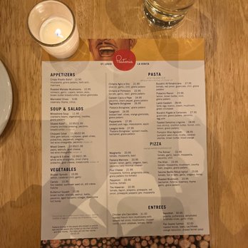 Pastaria - a menu on a wooden table - Italian Near Me - Clayton, Missouri