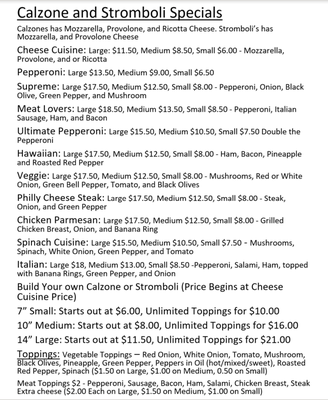 Menu photo 2 Washington Square Pizzaria & Lounge Clarksburg, WV