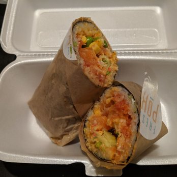 Freshe Poke - Poke burrito with salmon, spicy tuna, edamame, corn, masago, crab salad. - Poke Near Me - Columbia, South Carolina