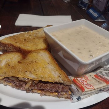 Curley's Cafe - Patty melt and a cup (large cup) of clam chowder. - American Near Me - Signal Hill, California Curley's Cafe - Patty melt and a cup (large cup) of clam chowder. - American Near Me - Signal Hill, California
