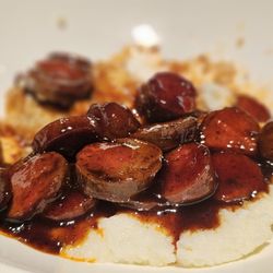Elevated Q - Jalepeno cheese sausage with grits....was ok