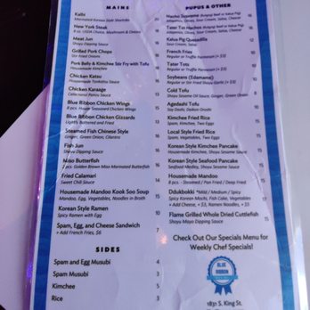 Blue Ribbon Bar & Grill - Menu - Karaoke Near Me - Honolulu, Hawaii