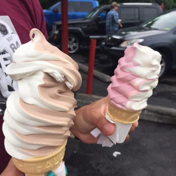The Dairy Corner - Chocolate and vanilla swirl in a medium size and raspberry and vanilla swirl in a small size - Ice Cream & Frozen Yogurt Near Me - Winchester, Virginia