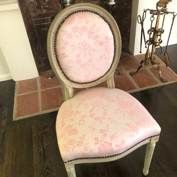 Rene Guzman Studio - Nineteenth century chair updated by Rene.  All those little brass pins perfectly placed. - Furniture Reupholstery Near Me - Los Angeles, California