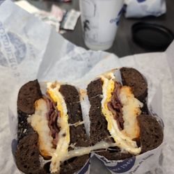 Goldberg's Famous Bagels - Spicy Hobo on pumpernickel everything