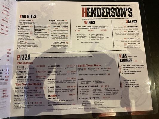Menu photo 3 Henderson's Bar & Kitchen Tampa, FL