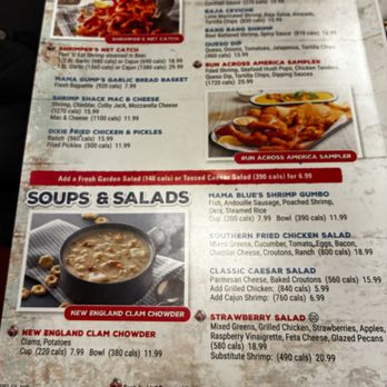 Bubba Gump Shrimp - Main menu of apps/soup/salads - Seafood Near Me - Long Beach, California