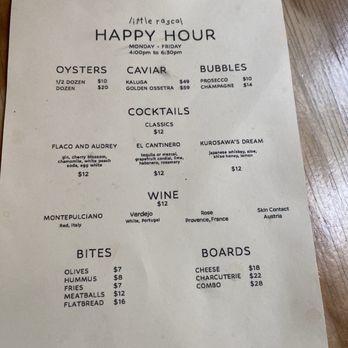 Little Rascal - Happy hour menu - Cocktail Bars Near Me - Brooklyn, New York Little Rascal - Happy hour menu - Cocktail Bars Near Me - Brooklyn, New York