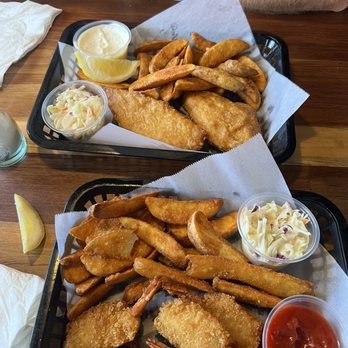 The Chowder Barge - Fish & Chips top. Shrimp & chips bottom - Seafood Near Me - Wilmington, California The Chowder Barge - Fish & Chips top. Shrimp & chips bottom - Seafood Near Me - Wilmington, California