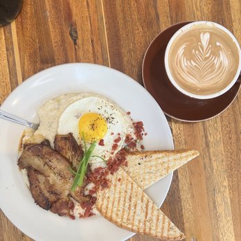 The Farmacy - Pork belly with grits and a spicy mocha latte. Ask Brad to surprise you! - Coffee & Tea Near Me - Albuquerque, New Mexico