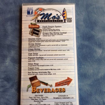 Mo's Seafood & Chowder - Menu front - Seafood Near Me - Florence, Oregon Mo's Seafood & Chowder - Menu front - Seafood Near Me - Florence, Oregon