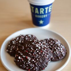 Starter Bakery - Chocolate Peppermint Cookies are back!  Taste a flavor of the holidays. Lean into winter with deeply fudgy cookies topped with crushed canes