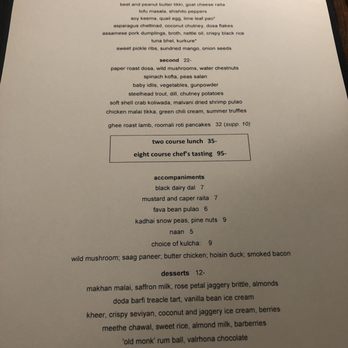 Indian Accent - Lunch menu - Indian Near Me - New York, New York