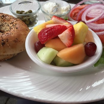 The Old Brogue - Salmon bagel sandwich with fresh fruit on brunch menu - Irish Near Me - Great Falls, Virginia