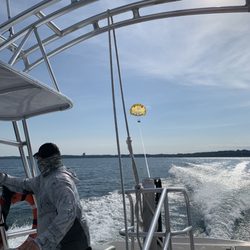 Traverse Bay Parasail - Getting ready to dip feet in!