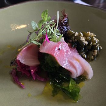 Wrench & Rodent Seabasstropub - Yellowtail w passion fruit and jalapeños - New American Near Me - Oceanside, California