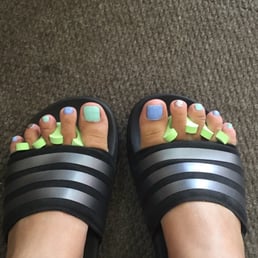 Got these done for $38!! Colorful pedi with gel mani! Great deal :)