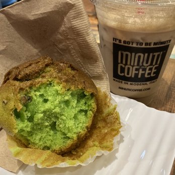 Minuti Coffee - Pistachio muffin and dirty chai latte - Coffee & Tea Near Me - Katy, Texas